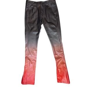 NWOT PLTKS Jeans Faux Leather Pants Red Black Zip Leg Y2K 32x34  $160 MSRP
